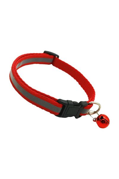 zola Reflective collar for dogs/cats, with bell, adjustable, size 21-33 cm, red