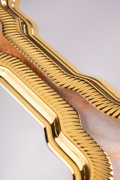 Aslı Hediyelik 3'lü Lüx Desenli Kenar kaplamalı Papatya model Gümüş Servis , Çay ,kahve Sunum Tepsisi