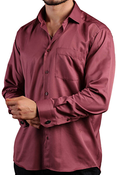 Dicotto Plum Relaxed Cut Micro Fabric Regular Fit Men's Shirt with Cufflinks - 190-23