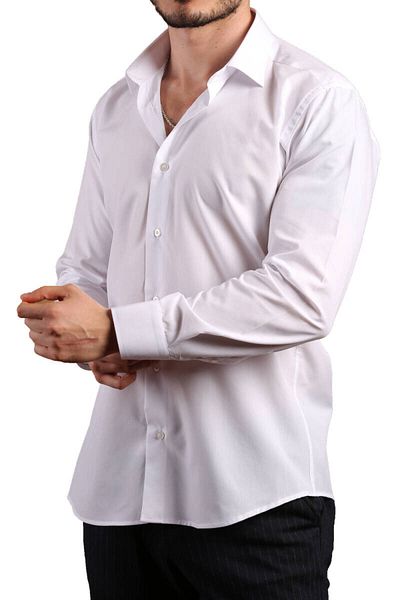 Dicotto Λευκό Slim Fit Slim Fit Μακρυμάνικο μονόχρωμο ανδρικό πουκάμισο - 151-1