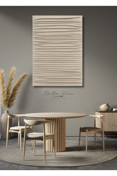 MAİNTHEAHOME Dokulu Alçı Tablo - Zamanın Kıvrımları | El Yapımı 3D Dekoratif Duvar Tablosu