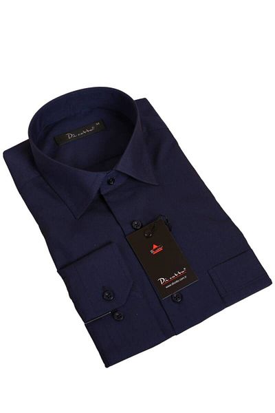 Dicotto Μπλε Navy Large Size Relaxed Cut και μακρυμάνικο με τσέπες κανονική εφαρμογή - 150-35