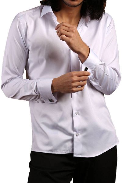 Dicotto Cămașă pentru bărbați cu microțesătură slim fit - alb, slim fit, butoni - 201-1
