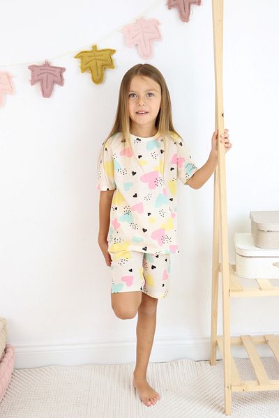 Harika KIDS Set de pijamale pentru fete din bumbac pieptănat și pantaloni scurți