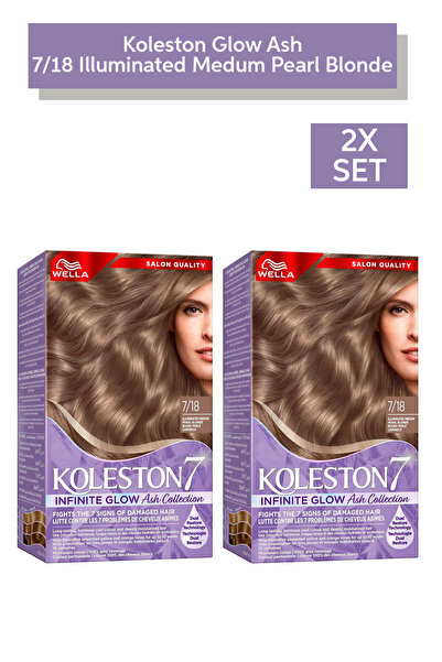 Wella صبغة كولستون سوبريم إنفينيت جلو آش - تغطية كاملة للشعر الرمادي - ٧/١٨ أشقر لؤلؤي متوسط مضيء × ٢