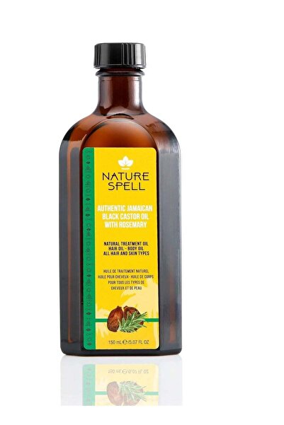 Nature Spell زيت الخروع الأسود الجامايكي مع إكليل الجبل 150 مل - حل لنمو الشع...