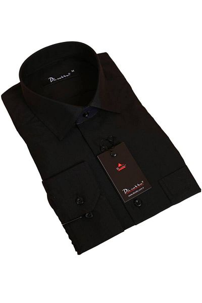 Dicotto Black Large Size Relaxed Cut Pocketed Long Sleeve Regular Fit Men's Shirt - 150-20