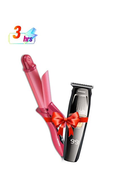 sonashi 2in1 Hair Curler & Straightener 45W and Rechargeable Hair Clipper 3W Combo, Gift Men/Women