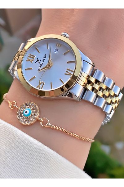 Daniel Klein Brand Yellow Silver Color Women's Wristwatch