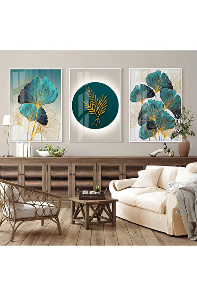 Harikabirev HARİKABİREV|TURKUAZ-GOLD EN ŞIK SONSUZ ÇİÇEK KOMBİNİ|ÇERÇEVELİ TE...