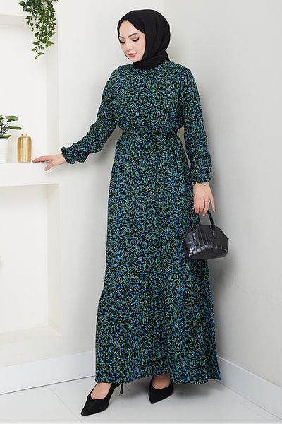 Bestenur Selaz Υφαντό Φόρεμα Βισκόζης 1490 - Indigo