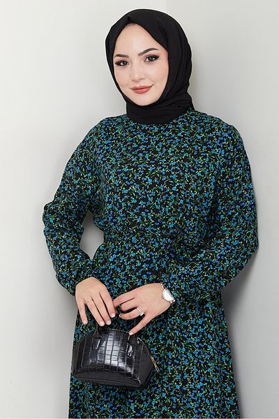 Bestenur Selaz Υφαντό Φόρεμα Βισκόζης 1490 - Indigo
