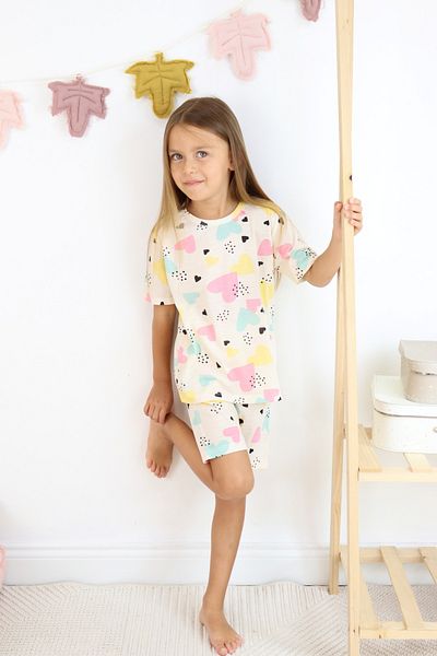 Harika KIDS Set de pijamale pentru fete din bumbac pieptănat și pantaloni scurți