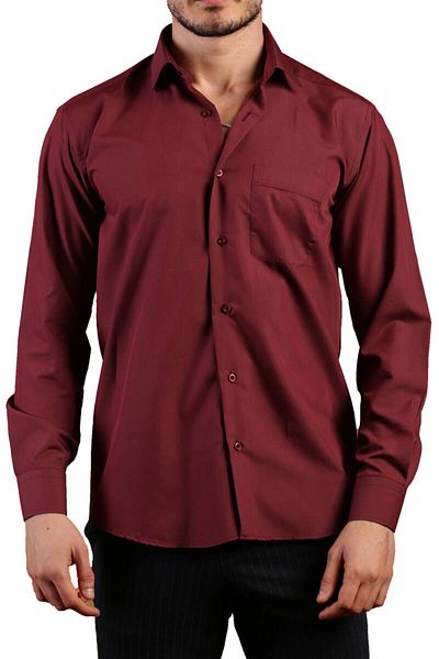 Dicotto Claret Red Relaxed Cut Pocketed Long Sleeve Regular Fit Men's Shirt - 150-13