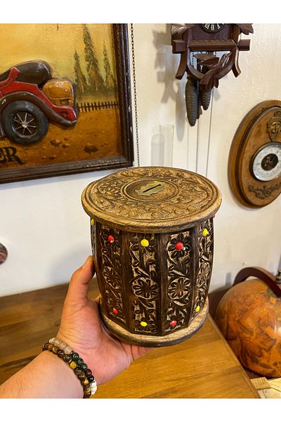 ANTİKA AYAL Wooden Piggy Bank