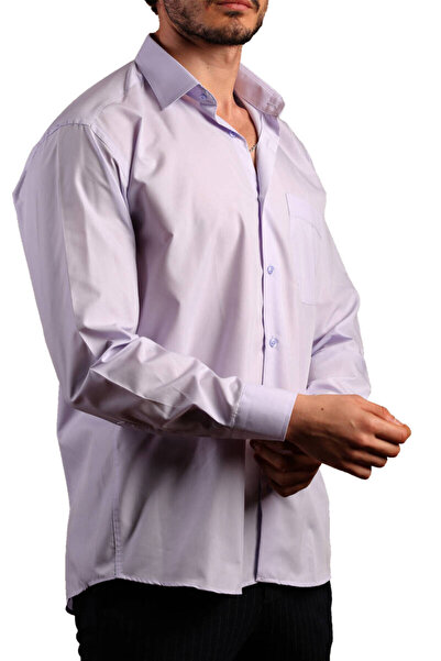 Dicotto Cămașă pentru bărbați, cu mânecă lungă, cu buzunare, cu croială relaxată, de culoare liliac - 150-6