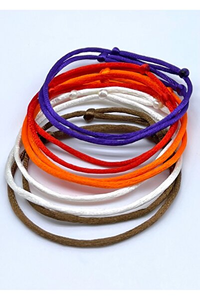 Concept HuBuTU Minimal Altın Kaplama Objeli Saten Floş İp Halhal Seti (10 Adet)