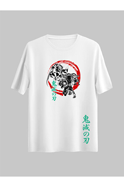 donamod Μπλουζάκι Unisex με ιαπωνική γραφή με σχέδιο ταινίας Anime Overize Demon