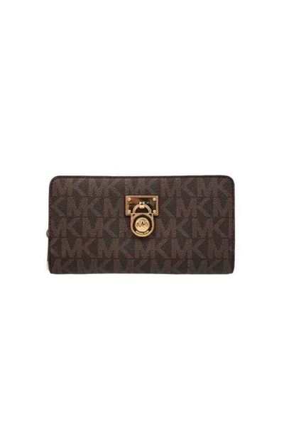 Michael Kors 35F7GHXZ1B Hamilton Signature PVC Traveler Wallet – Brown/Acorn