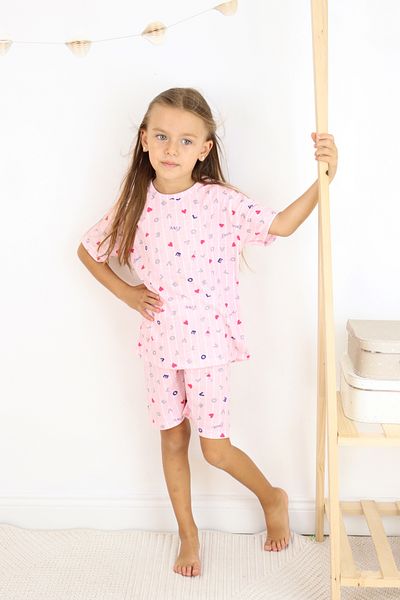 Harika KIDS Girl's Pajama Set with Shorts - Cotton Combed Fabric