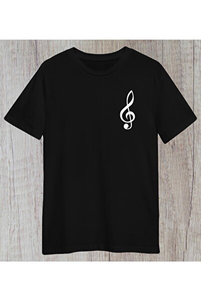 donamod تيشيرت موسيقي / موسيقي أسود عادي للجنسين مع تصميم ملاحظة