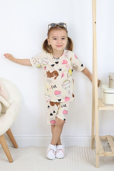 Harika KIDS Girl's Pajama Set with Shorts - Cotton Combed Fabric