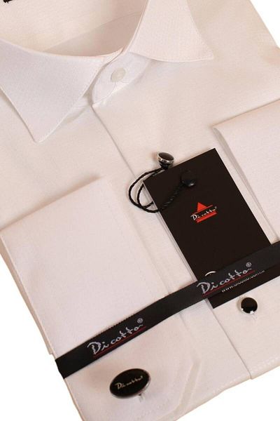 Dicotto Μαύρο Slim Fit Σμόκιν Πουκάμισο - Κρεμ καμμένο σχέδιο, Πέτρινα κουμπιά, Γαμπρός γιακάς, Μανικετόκουμπα - 023