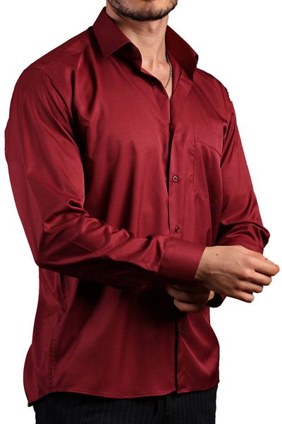 Dicotto Plus Size Claret Red Micro Shirt - Comfortable Fit, Cufflinks, Regular Fit Men's - 190-13