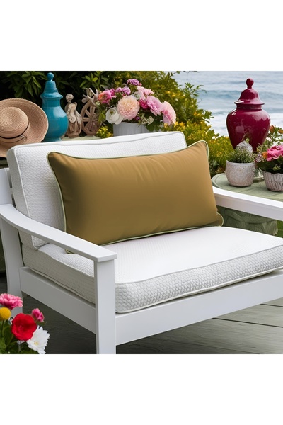 Bc Home Altın Kenar Biyeli Deve Tüyü Dikdörtgen Kırlent Kılıfı Yumuşak Dokulu...