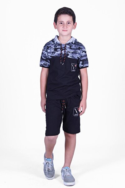 FYK KİDS Camouflage Patterned Capris and Sweatshirt Boy's Bottom and Top Set