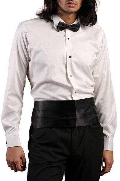 Dicotto Μαύρο Slim Fit Σμόκιν Πουκάμισο - Κρεμ καμμένο σχέδιο, Πέτρινα κουμπιά, Γαμπρός γιακάς, Μανικετόκουμπα - 023