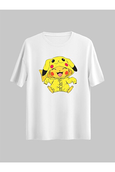 donamod Tricou obișnuit unisex cu design de desene animate Pokemon Pilachu