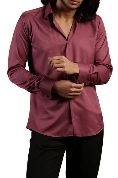 Dicotto Ανδρικό πουκάμισο Slim Fit - Χρώμα δαμάσκηνου, Slim Fit, Μανικετόκουμπα - 201-23