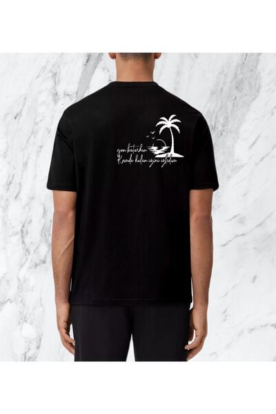 donamod تيشيرت أسود عادي للجنسين مطبوع عليه غروب الشمس