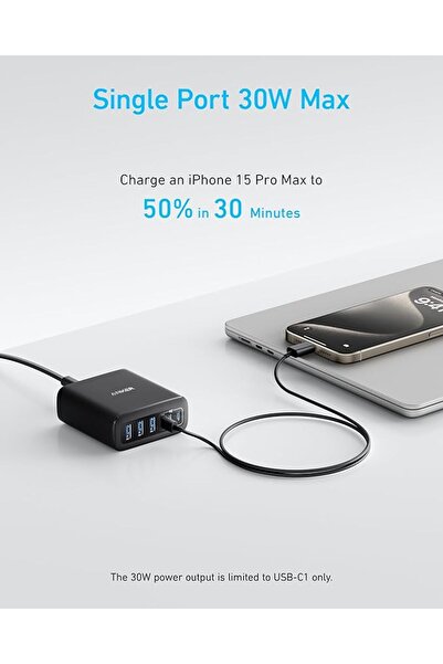 Anker Anker 6-Port Charging Station for Fast Charging Devices, 60W Charging Capacity, PowerIQ Multi-Power Technology for Optimal Performance