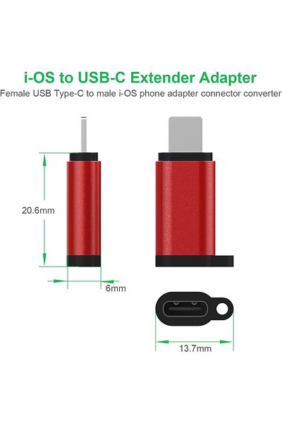 Karll Set Of 2 Usb C To Lightning Converters Bl2021, Aluminum, Multicolor, 20.6 X 6 X 13.7 Mm