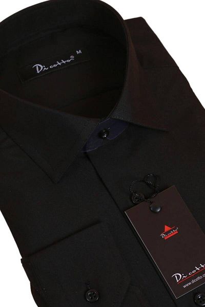 Dicotto Black Large Size Relaxed Cut Pocketed Long Sleeve Regular Fit Men's Shirt - 150-20