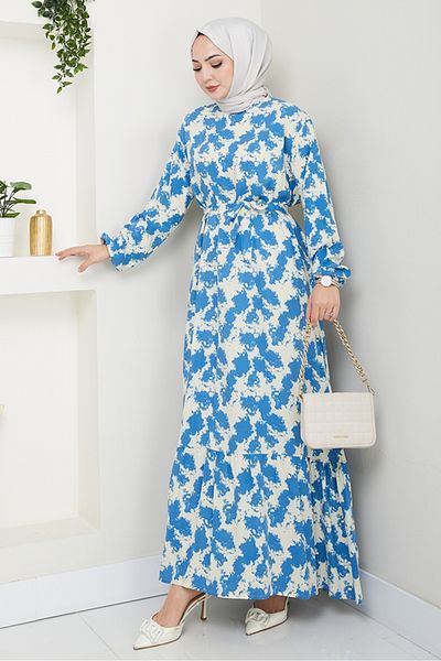Bestenur Φόρεμα Reyal Woven Viscose 1489 - Μπλε