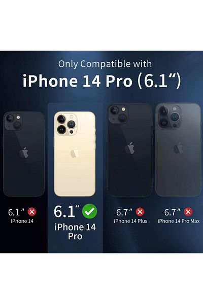 YNMEacc Set of case and 3 protective films for iPhone 14 Pro YNMEacc, tempered glass/silicone, transparent