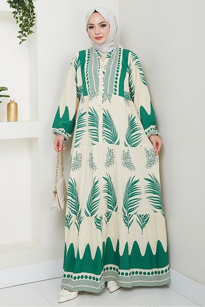 Bestenur Φόρεμα Dilar Half Button Woven Viscose 1484 - Mint