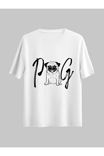 donamod Κανονικό Unisex Pug Dog Design Λευκό Tshirt