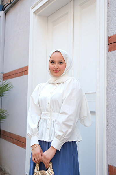 LOCCO Cămașă de damă cu detaliu în frunte albă