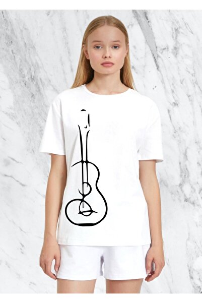 donamod Tricou obișnuit cu design special pentru chitară pentru femei