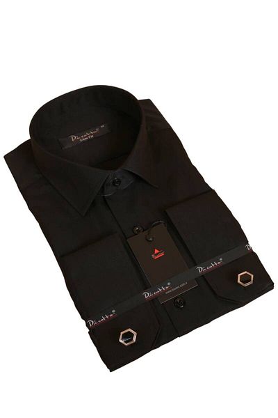 Dicotto Μαύρο ανδρικό πουκάμισο Micro Fabric Slim Fit - Μανικετόκουμπα, Slim Fit - 201-6