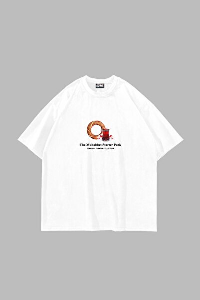 Bak Moda Muhabbet Štampano Oversize kroj unisex bela majica