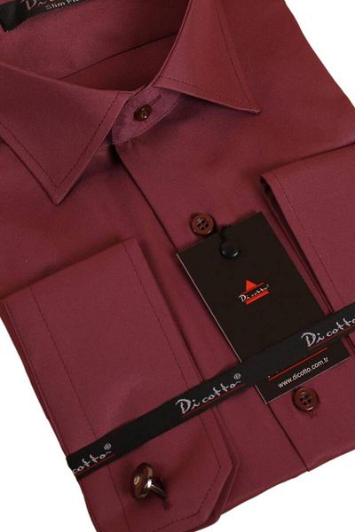 Dicotto Ανδρικό πουκάμισο Slim Fit - Χρώμα δαμάσκηνου, Slim Fit, Μανικετόκουμπα - 201-23