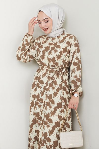 Bestenur Φόρεμα Reyal Woven Viscose 1489 - Καφέ