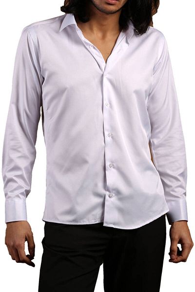 Dicotto Cămașă pentru bărbați cu microțesătură slim fit - alb, slim fit, butoni - 201-1