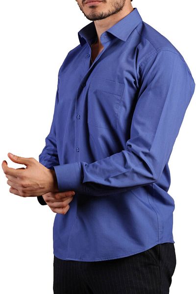 Dicotto Мъжка риза Saks Blue Relaxed Cut с джоб и дълъг ръкав, стандартна кройка - 150-28