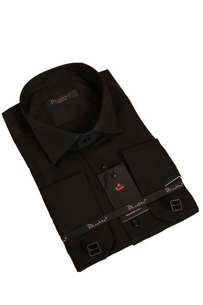 Dicotto Ata Collar Black Slim Fit Σμόκιν Πουκάμισο - Μανικετόκουμπα, Μασίφ Γαμπρός - 010
